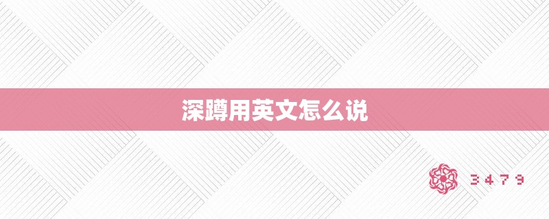 深蹲用英文怎么说